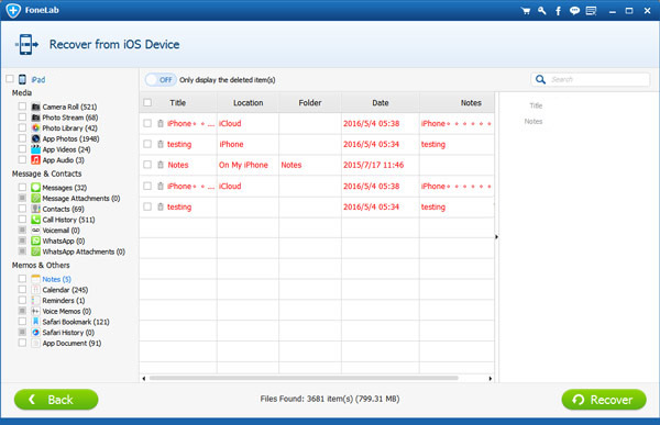 Recover Deleted Notes on iPad